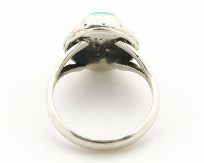 Navajo Ring .925 Silver Kingman Turquoise Artist Signed Gecko C.90's