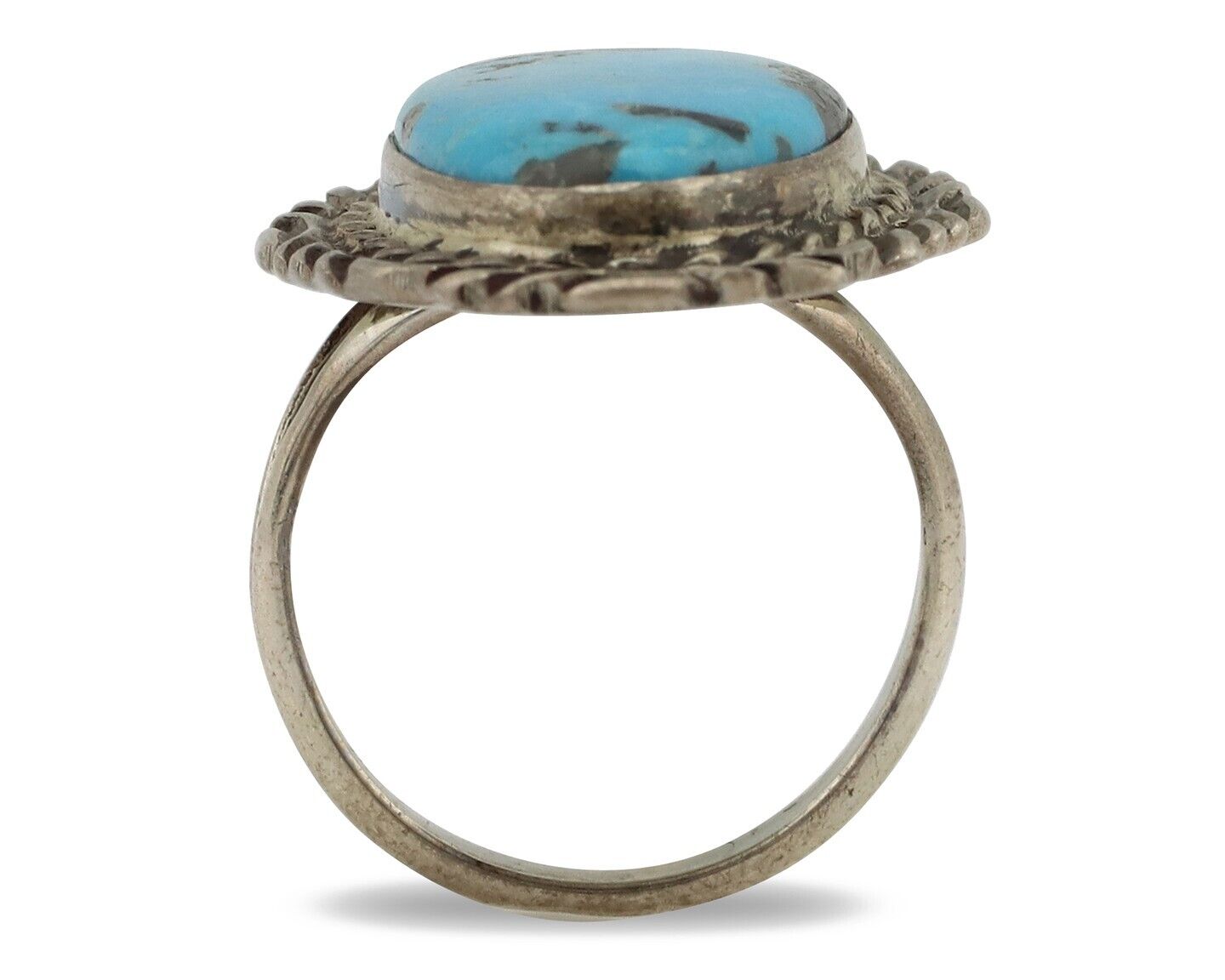 Navajo Ring 925 Silver Blue Turquoise Artist Signed Billy Eagle C.80s