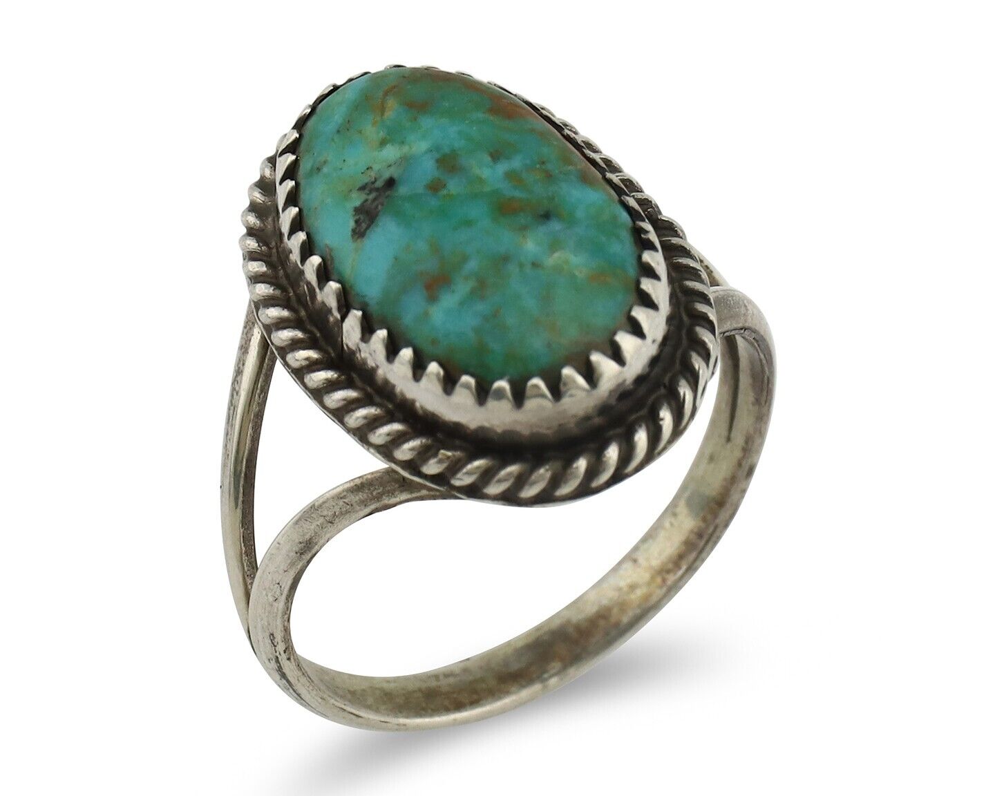Navajo Handmade Ring 925 Silver Kingman Turquoise Artist Signed MC C.80's