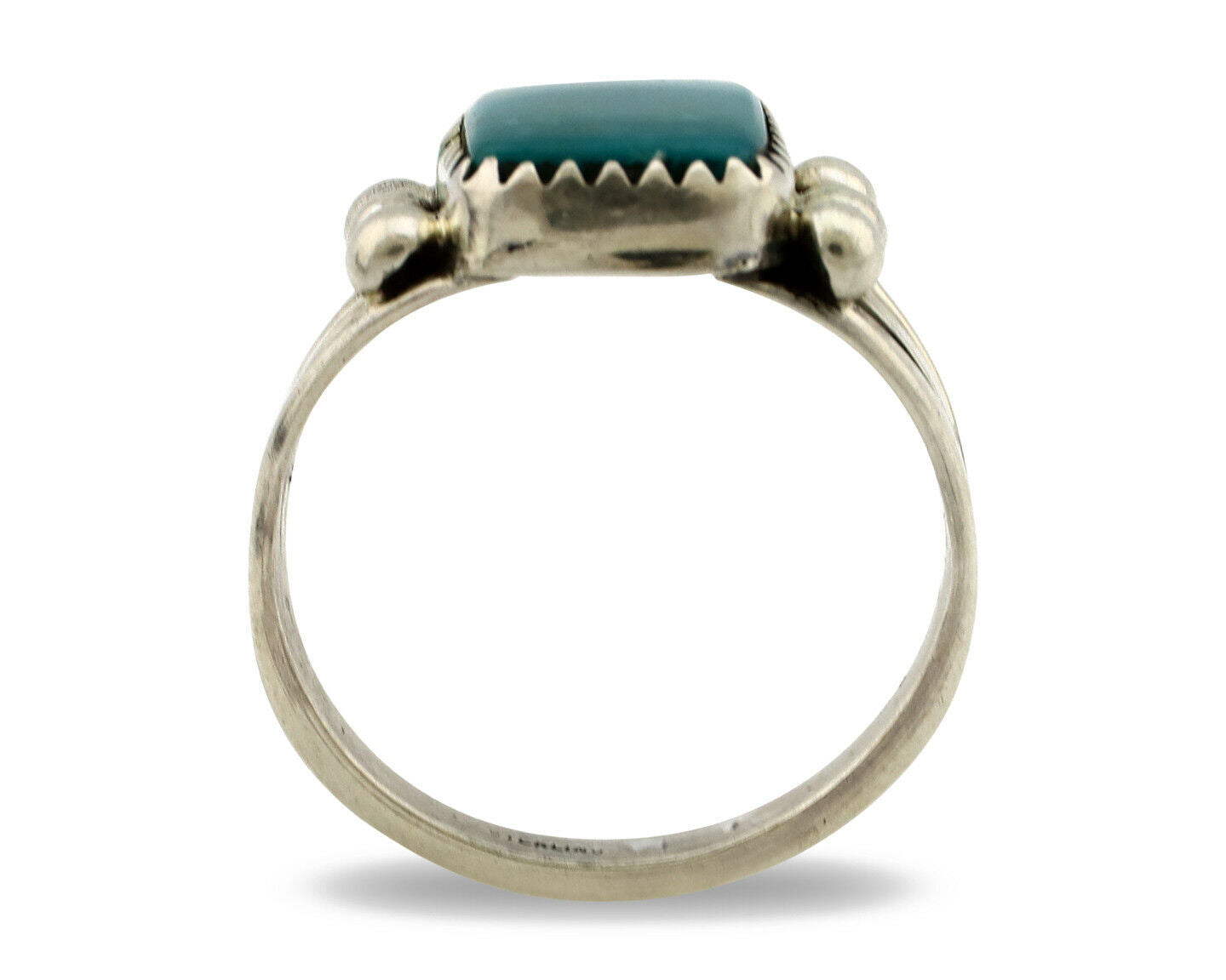 Navajo Ring .925 Silver Blue Gem Turquoise Native American Artist C80s