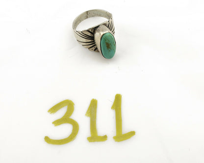 Navajo Ring .925 Silver Kingman Turquoise Artist Signed Apache C.80's