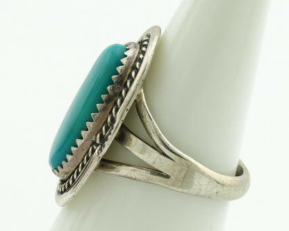 Navajo Ring .925 Silver Blue Turquoise Signed M Begay C.1980's