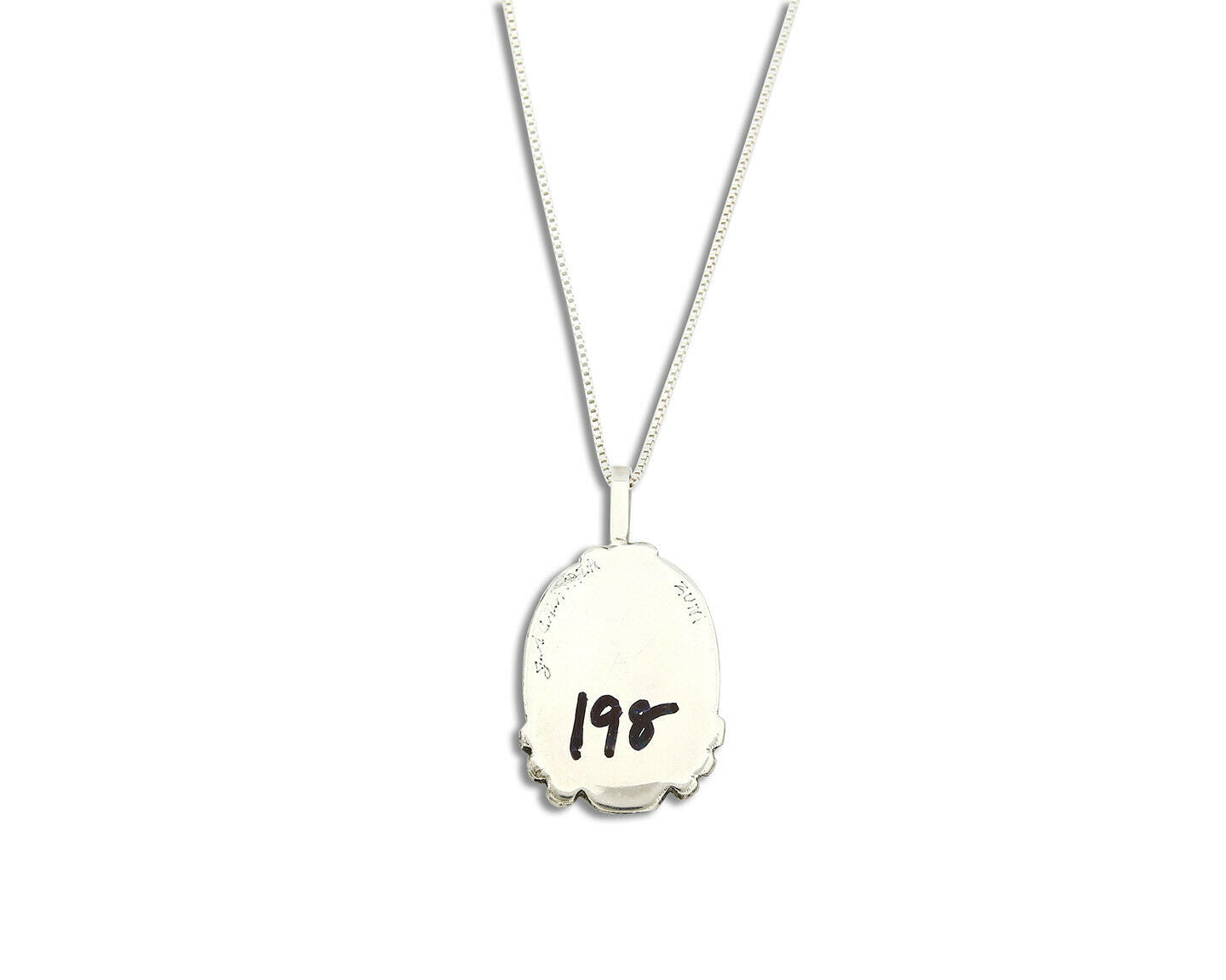 Women's Zuni Pendant .925 Silver Gemstone Signed Joseph Calabaza Necklace