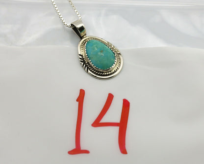 Navajo Necklace .925 Silver Morenci Turquoise Signed Anna Begay C.1980's