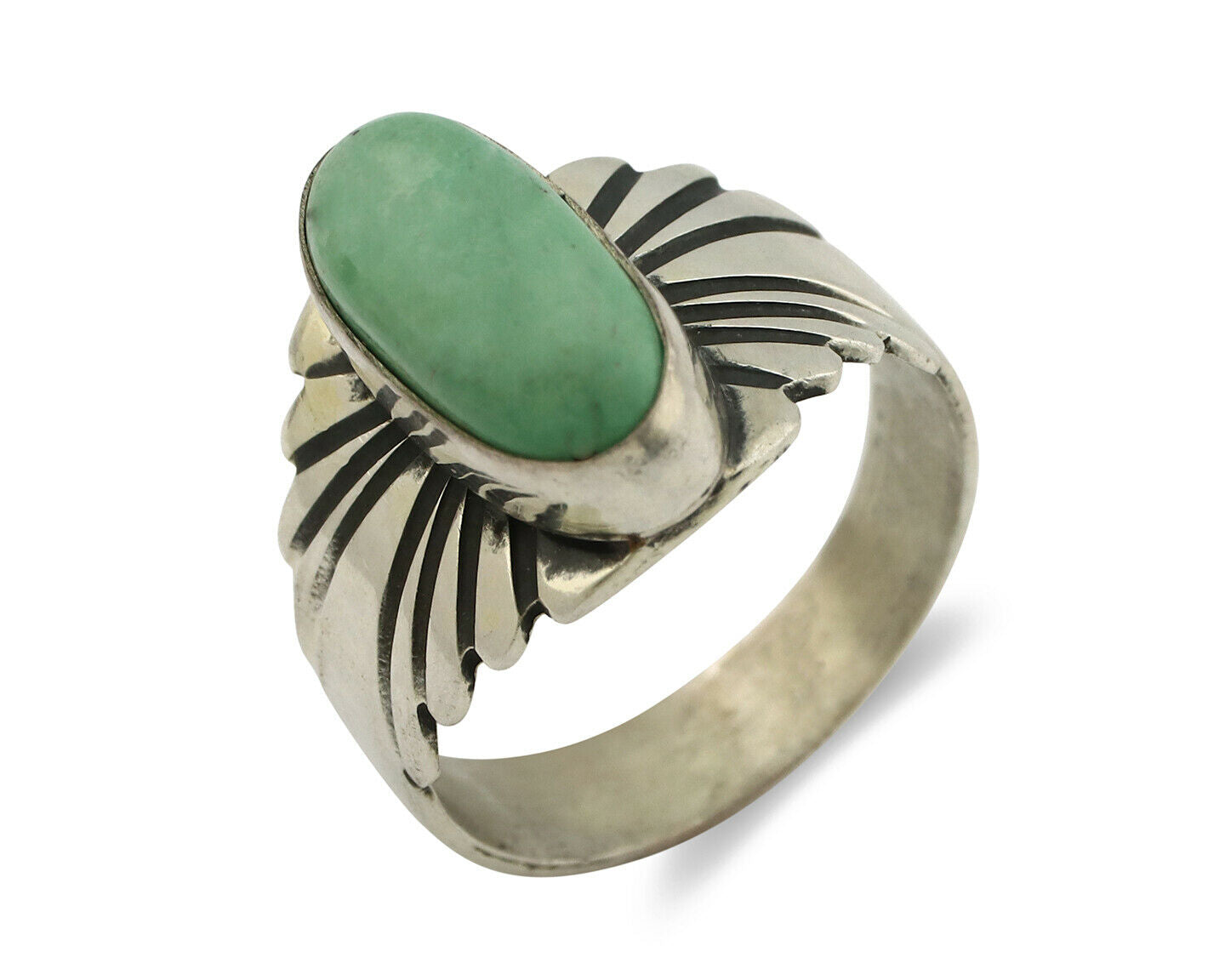 Navajo Ring .925 Silver Blue Green Arizona Turquoise Artist Signed Apache C.80's