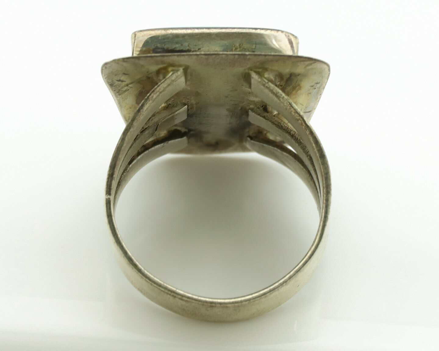 Navajo Ring .925 Silver Kingman Turquoise Artist Signed DW C.1980's