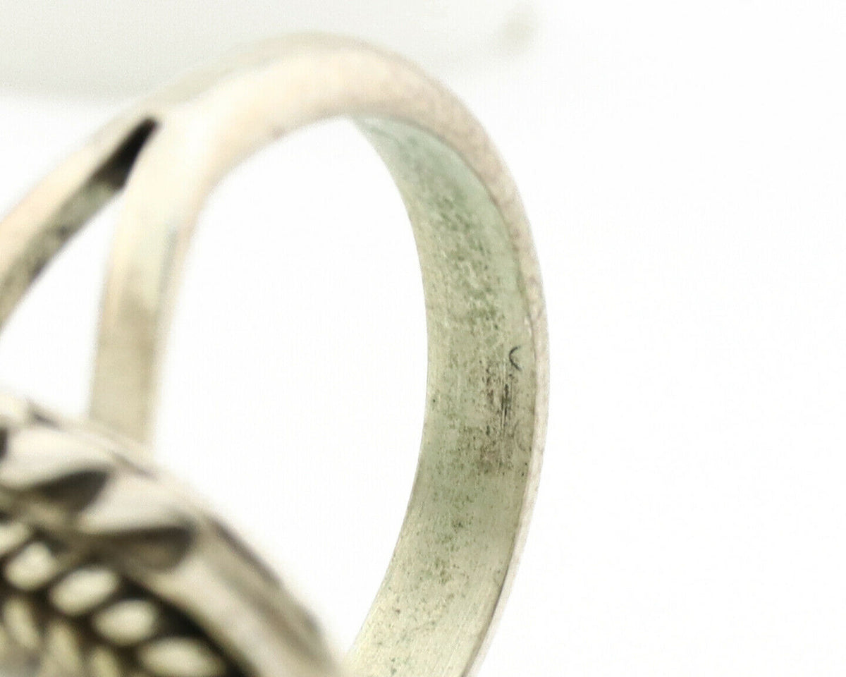 Navajo Ring .925 Silver Kingman Turquoise Native American Artist C.1980's