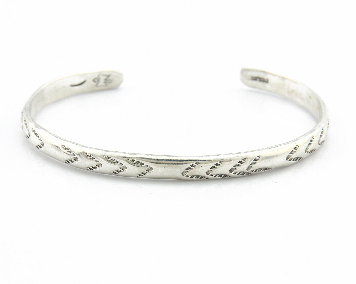 Navajo Bracelet .925 Silver Hand Stamped Arrow Head Artist I Montoya C.80's