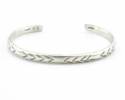 Navajo Bracelet .925 Silver Hand Stamped Arrow Head Artist I Montoya C.80's