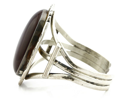 Women's Navajo Bracelet .925 Silver Natural Agate Cuff Artist Gilbert Nelson C80