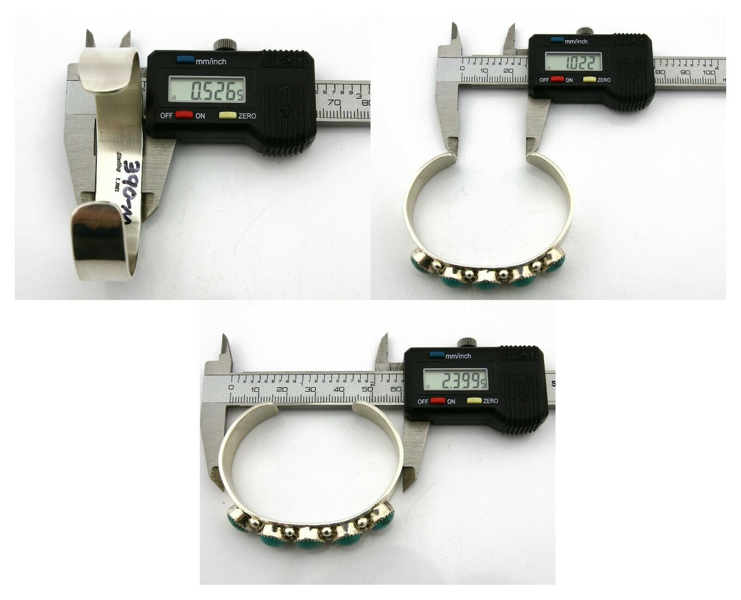 Navajo Bracelet .925 Silver Natural Turquoise Signed C Jones C.80's