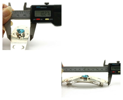 Navajo Hair Clip .925 Silver Sleeping Beauty Turquoise Barrette C.80's