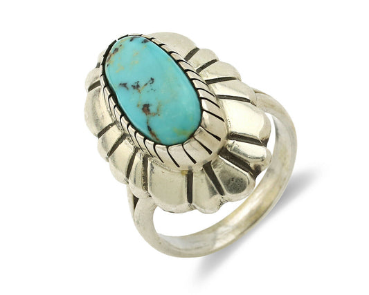Navajo Ring .925 Silver Arizona Turquoise Signed M Montoya C.80's