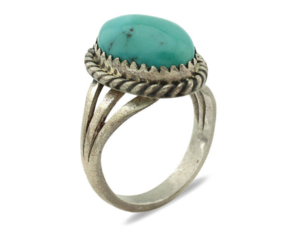 Navajo Ring .925 Silver Natural Blue Turquoise Native American Artist C.1980's