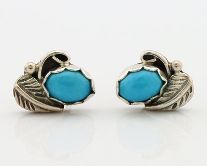 Navajo Earrings 925 Silver Natural Mined Turquoise Native American Artist C.80's