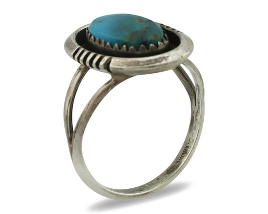 Navajo Ring .925 Silver Arizona Turquoise Native American Artist Handmade C.80's