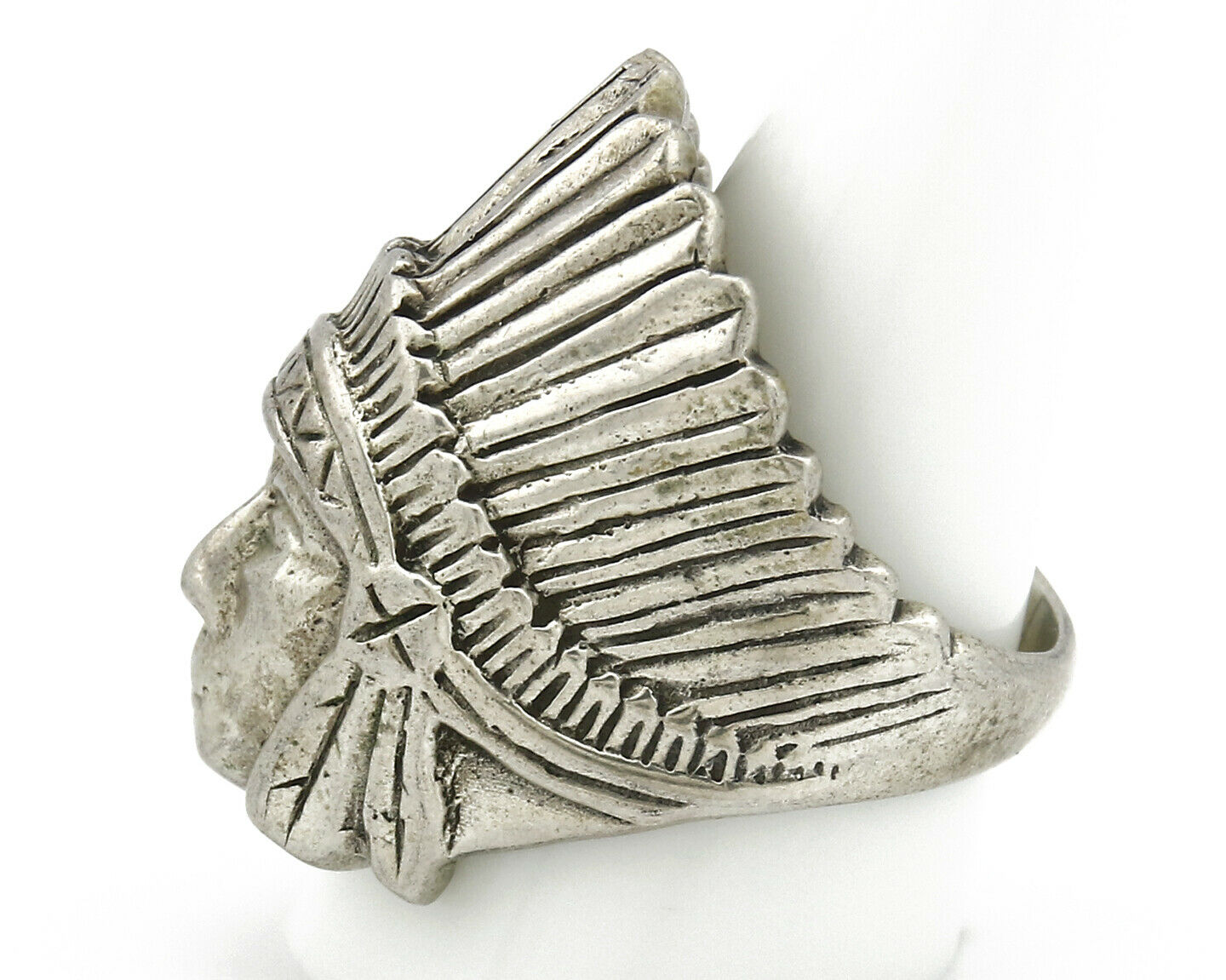 Navajo Indian War Chief Artist IT Ring .925 SOLID Sterling Silver C.80's Size 11