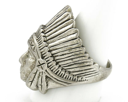 Navajo Indian War Chief Artist IT Ring .925 SOLID Sterling Silver C.80's Size 11