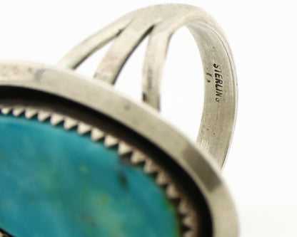 Navajo Ring .925 Silver Kingman Turquoise Native American Artist C.1980's