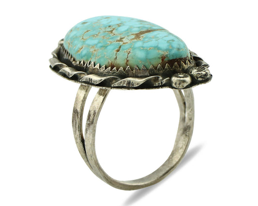 Navajo Ring .925 Silver #8 Turquoise Artist Signed James Martin C.80's