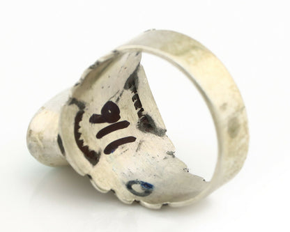 Navajo Ring .925 Silver Kingman Turquoise Artist Signed Apache C.80's