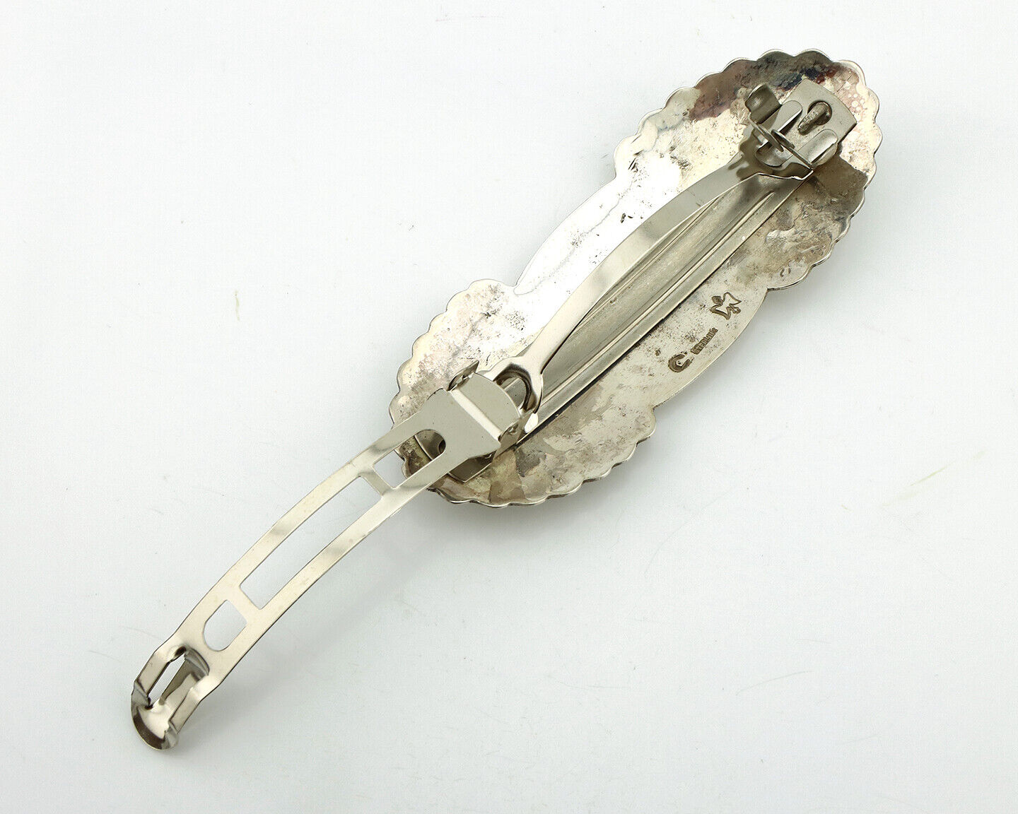 Navajo Hair Clip Barrette .925 Silver Hand Stamped Artist Signed C Montoya C80s