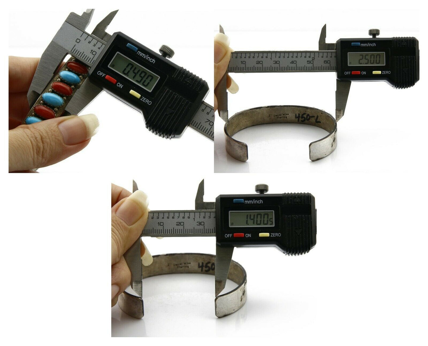 Navajo Bracelet .925 Silver Turquoise Coral Cuff Signed Daniel Mike