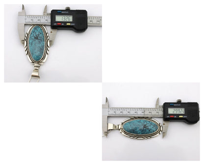 Navajo Necklace 925 Silver Blue Spiderweb Turquoise Native Artist Signed C.80's