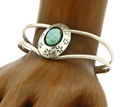 C. 1980 Navajo Handmade .925 SOLID Silver Hand Stamped Shadowbox Cuff