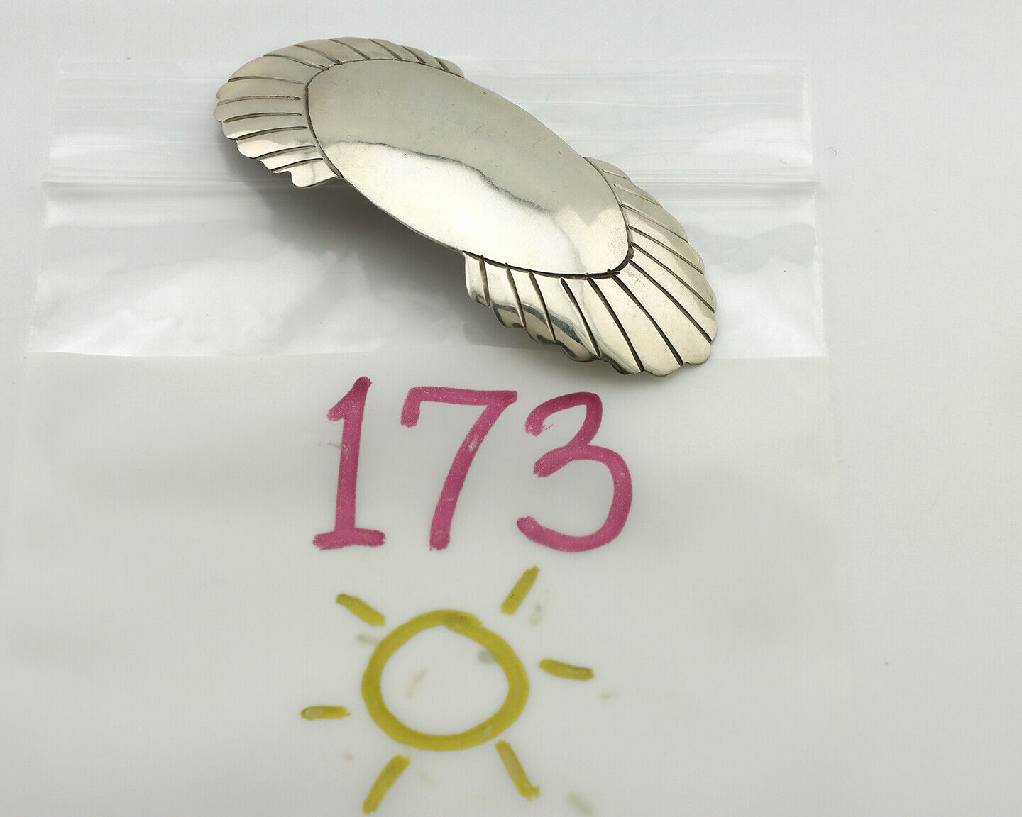 Navajo Hair Clip Barrette .925 Silver Hand Stamped Artist Signed C Montoya C80s