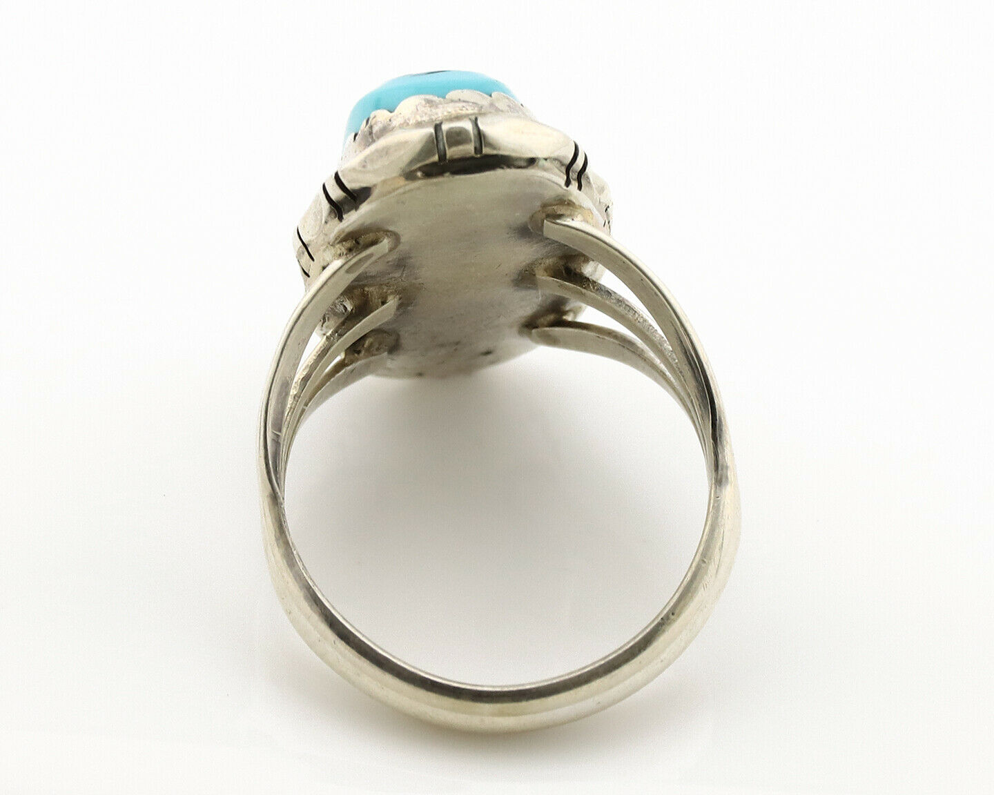 Navajo Ring .925 Silver Natural Blue Turquoise Native Artist C.80's