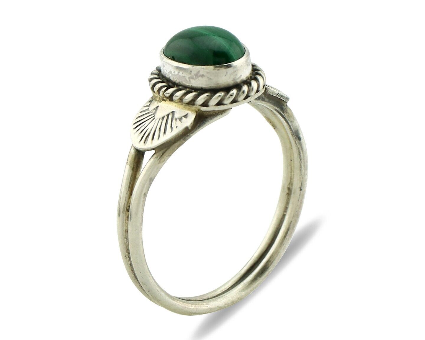 Navajo Ring 925 Silver Natural Mined Malachite Native American Artist C.80's