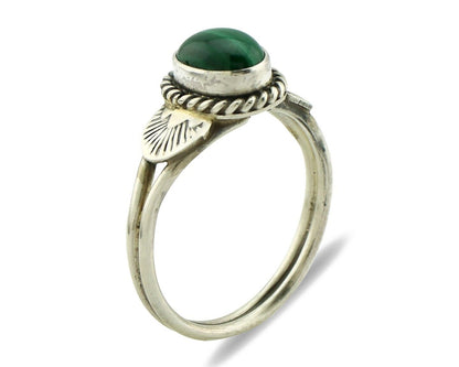 Navajo Ring 925 Silver Natural Mined Malachite Native American Artist C.80's