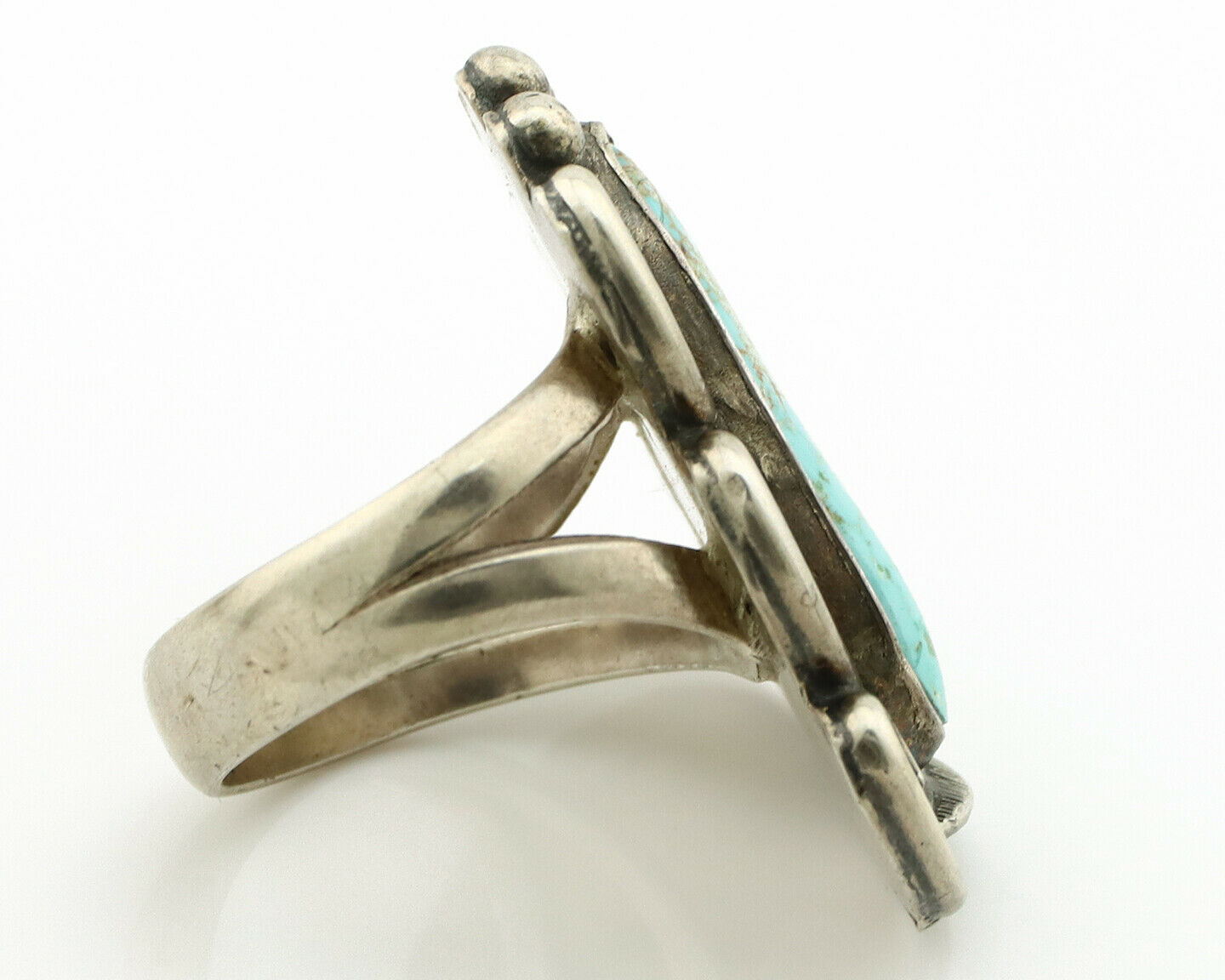 Navajo Ring .925 Silver Blue Turquoise Native American Artist C.80's
