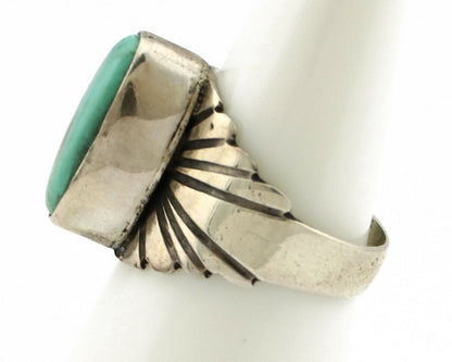 Navajo Ring .925 Silver Kingman Turquoise Artist Signed Apache C.80's