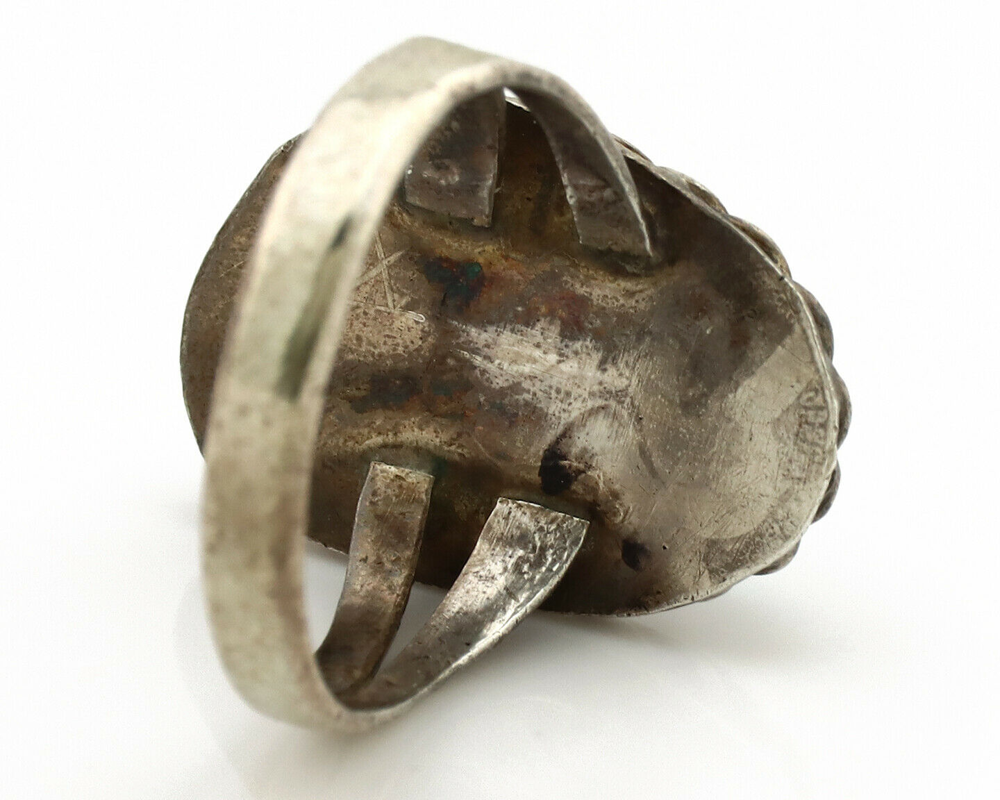 Navajo Ring .925 Silver Kingman Turquoise Native American Artist C.1980's