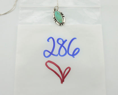 Navajo Necklace .925 Silver Arizona Turquoise Signed Gecko C.1980's