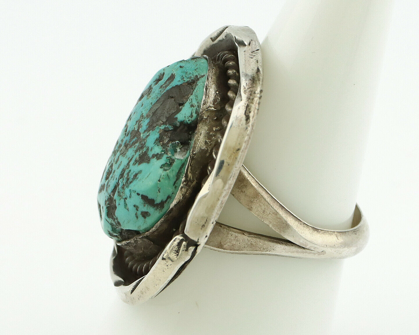 Navajo Ring .925 Silver Blue Turquoise Native American Artist C.80's