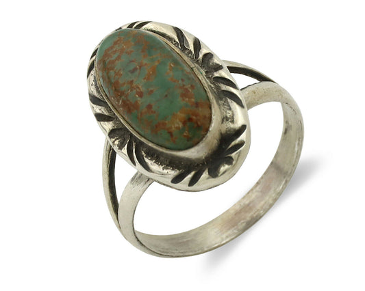 Navajo Ring .925 Silver Natural Mined Turquoise Artist Signed C.80's