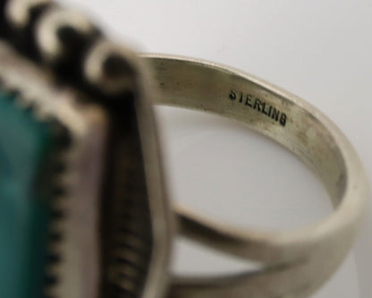 Navajo Ring .925 Silver Natural Blue Turquoise Artist Signed S C.80's