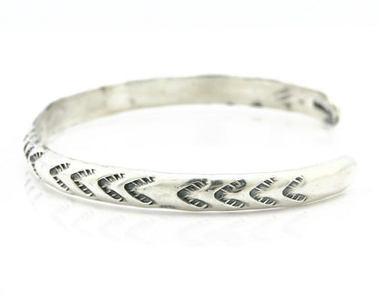 Navajo Bracelet .925 Silver Hand Stamped Arrow Head Artist I Montoya C80s