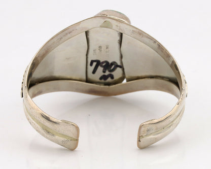 Navajo Cuff Bracelet .925 Silver Blue Green Turquoise Signed Tom Willeto C.80's