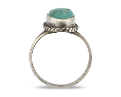 Navajo Handmade Ring 925 Silver Kingman Turquoise Signed M Montoya C.80's