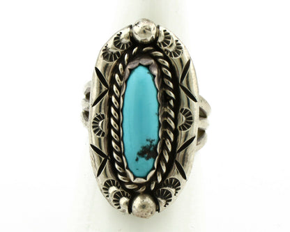 Navajo Ring .925 Silver Blue Turquoise Artist Signed V&N EDSITTY C.80's