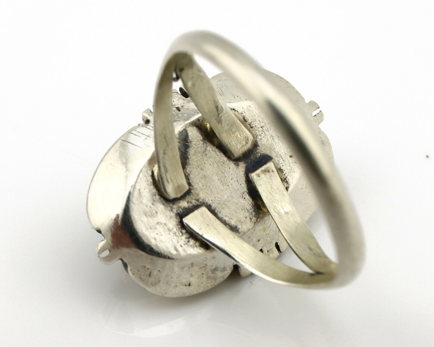 Navajo Ring .925 Silver Kingman Turquoise Artist Signed Apache C.80's