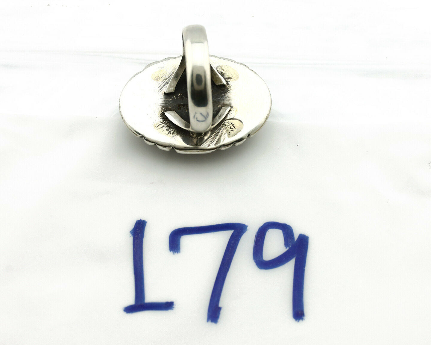 Navajo Ring .925 Silver Natural Uncolored Green Turquoise Signed Apache C.80's