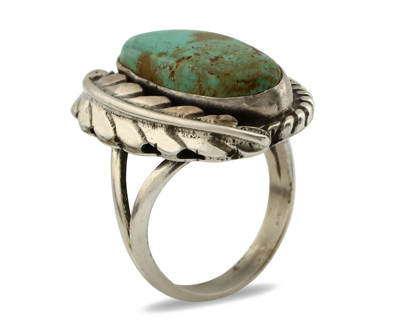 Navajo Ring .925 Silver Arizona Turquoise Signed Apache Manufacturing C80s