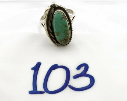 Navajo Ring .925 Silver Arizona Turquoise Signed Apache Manufacturing C80s