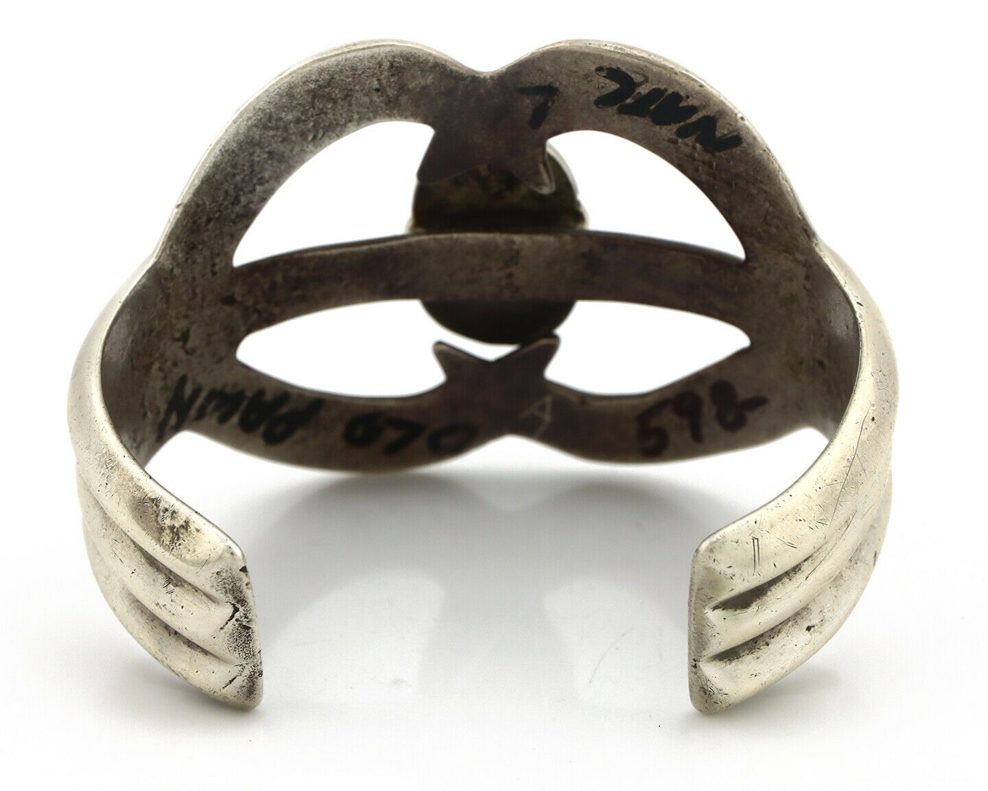 Navajo Sand Cast Bracelet .925 Silver Blue Diamond Turquoise Native American 75s