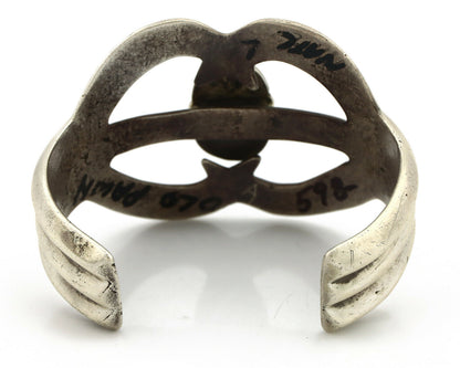 Navajo Sand Cast Bracelet .925 Silver Blue Diamond Turquoise Native American 75s
